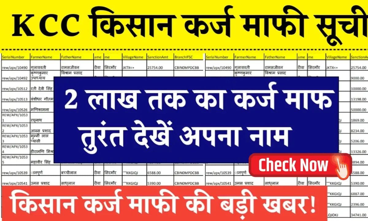 KCC Kisan karj maafi check name